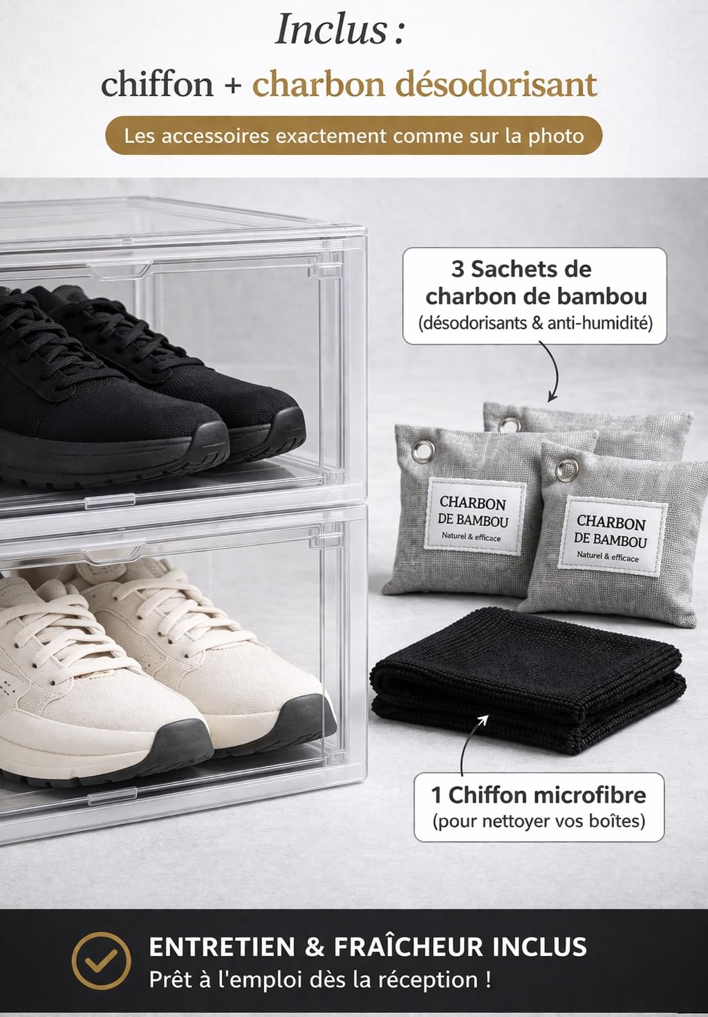 EVRYNA 2 Pack Premium Clear Shoe Boxes - Stackable - Anti-UV, Magnetic Front Door - Reinforced Plastic, Designer Storage for Sneakers - image 5