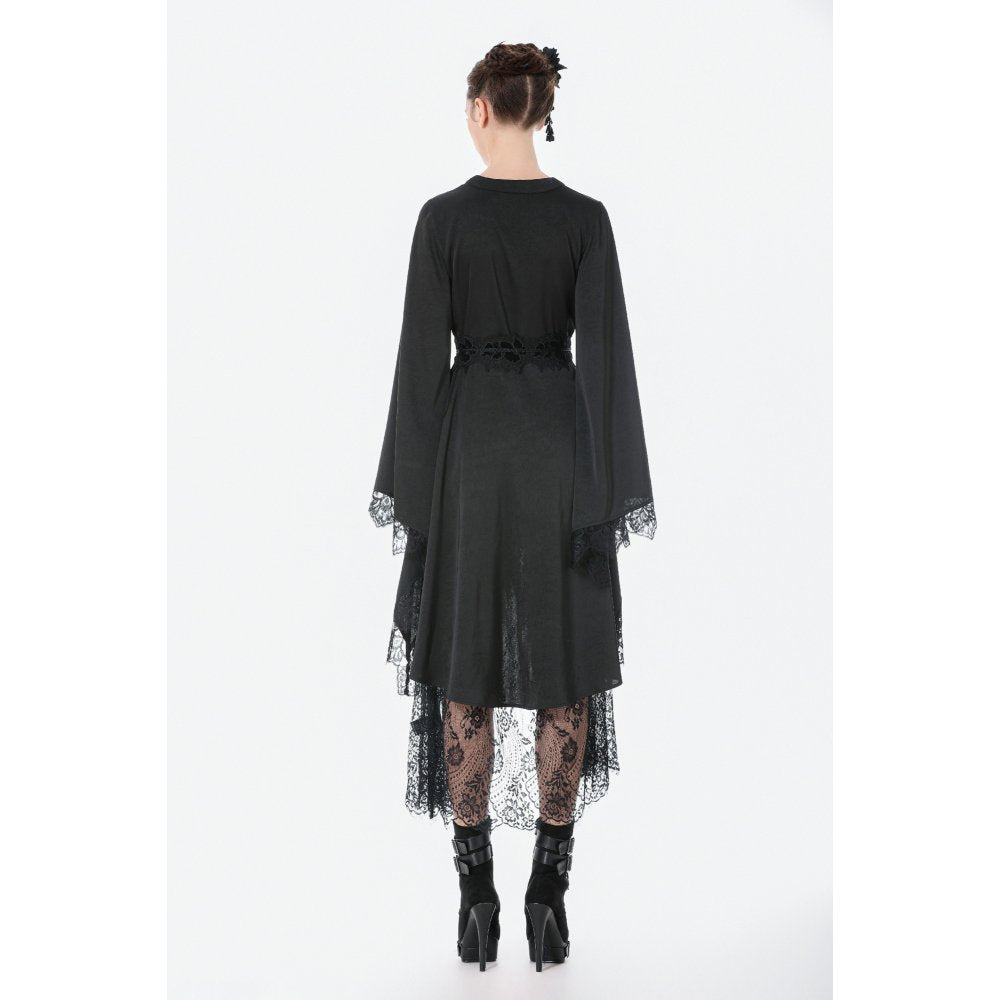 Dark in Love Selene Gothic Kimono Tail Dress – Lace High-Low Gown