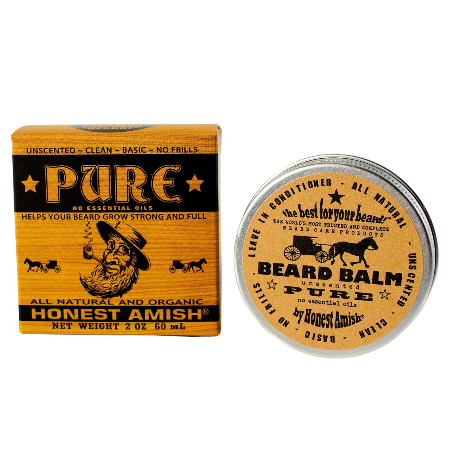 Honest Amish Unscented Beard Balm – Natural Conditioning & Growth Formula