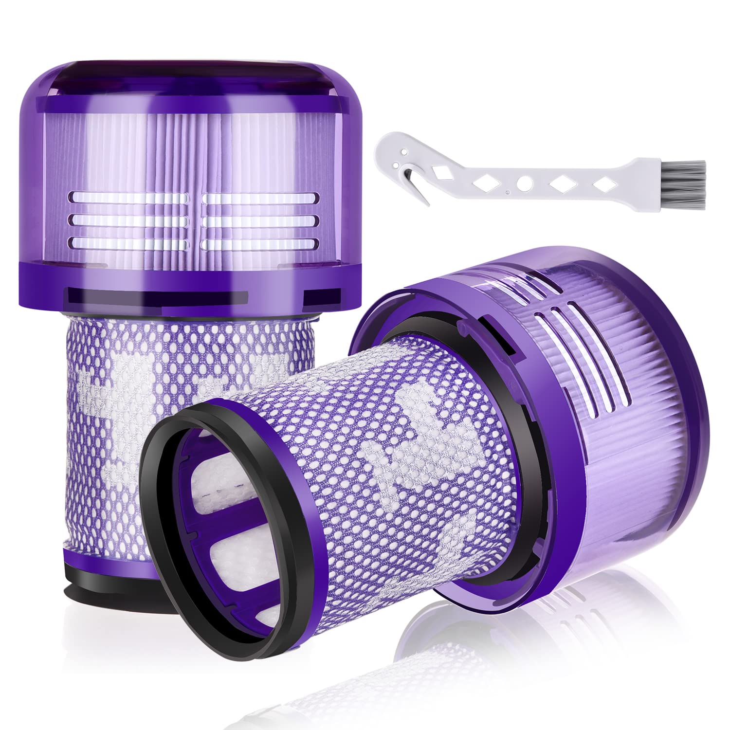 Leadaybetter HEPA Filter for Dyson V12 Detect Slim - 2 Pack with Brush