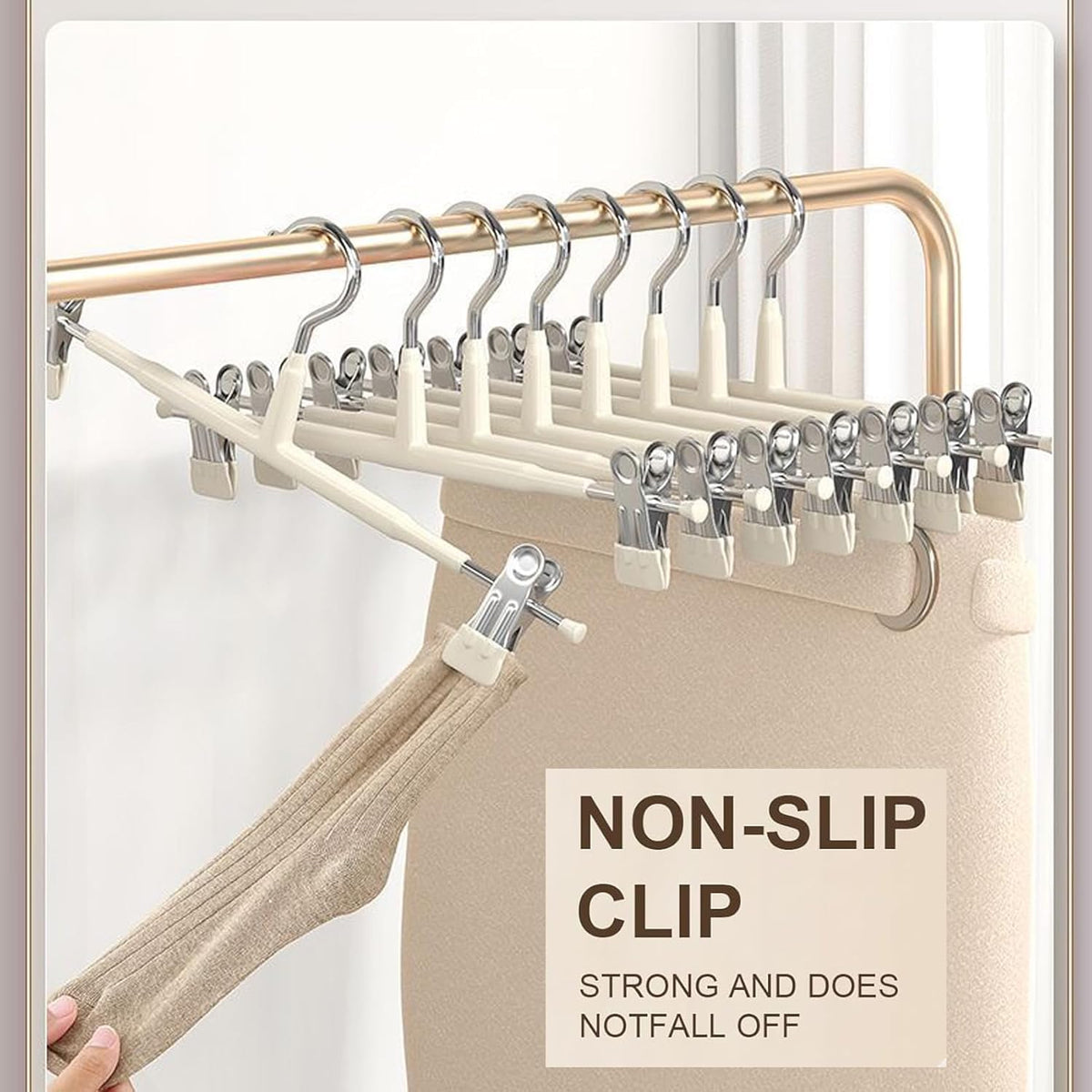 Supmaker 20 Pack Trouser Hanger, 30cm Pants Hangers Space Saving Skirt Hangers with Adjustable Clips,Heavy Duty Clothes Coat Garment Jeans Hangers