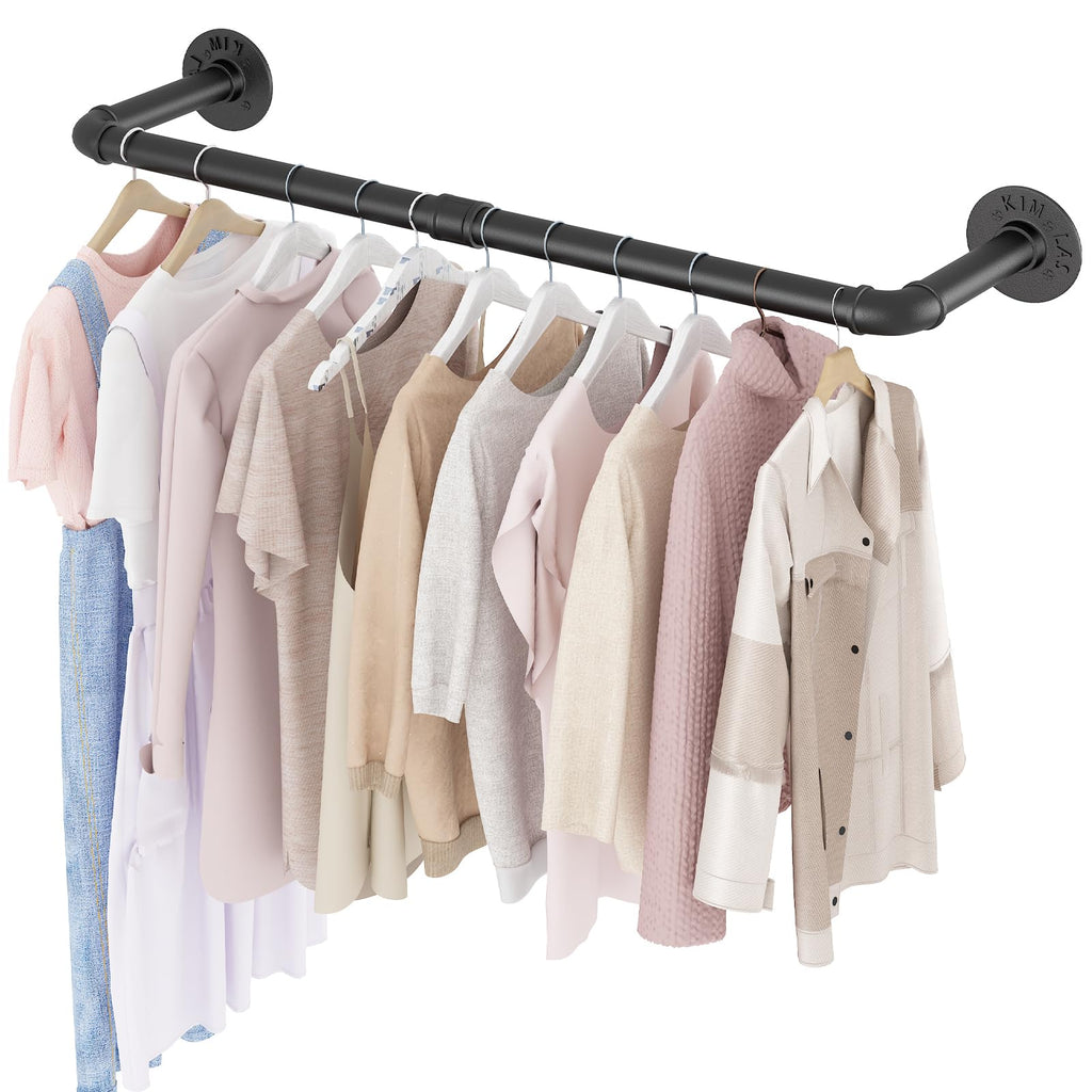 SMILOVII Wall Mounted Clothes Rail, Industrial Clothes Rail Wall Mounted, 92cm Walls Mounted Garment Rail Heavy Duty - image 1