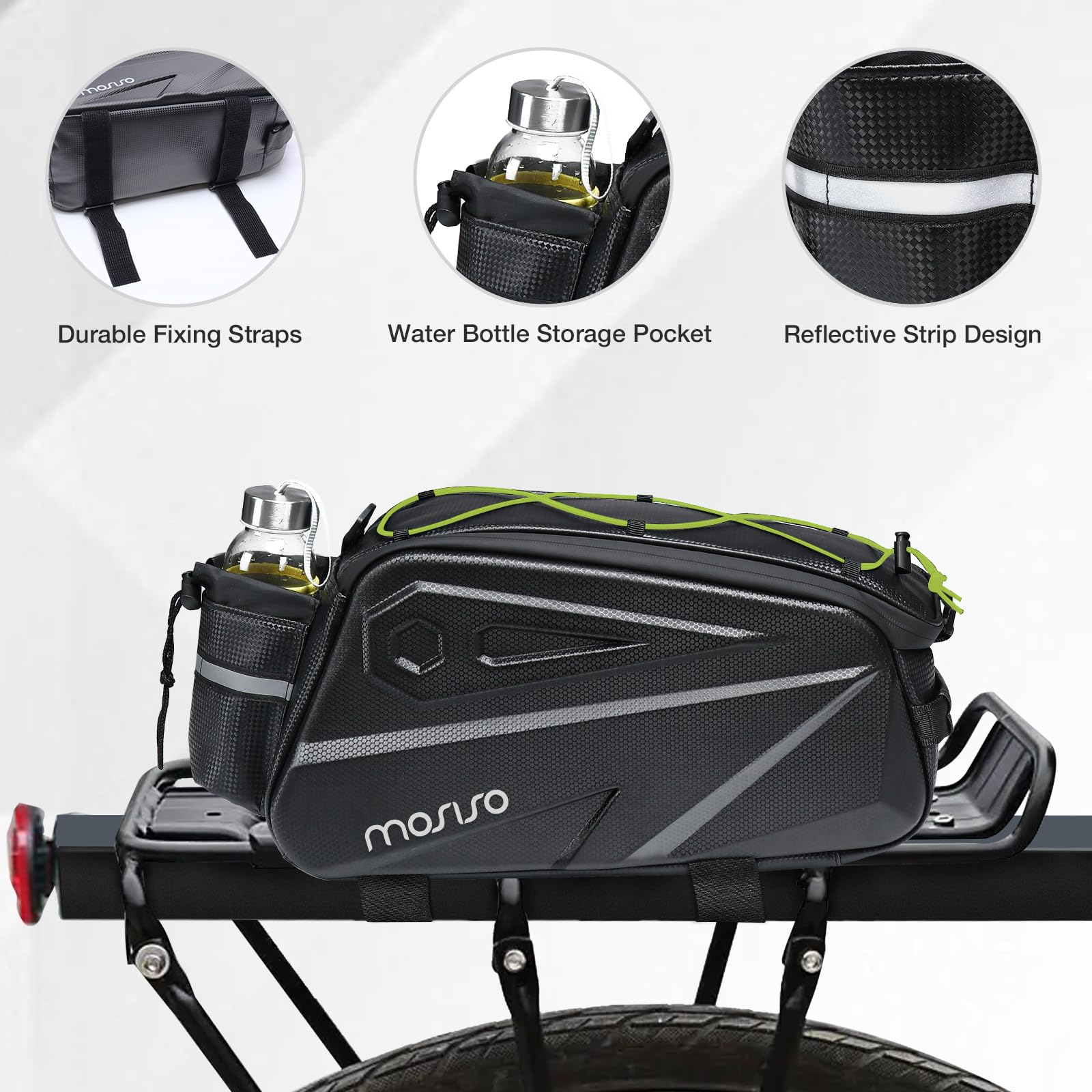 MOSISO 14L Waterproof Bike Rack Bag – EVA Rear Seat Trunk Pannier, Black