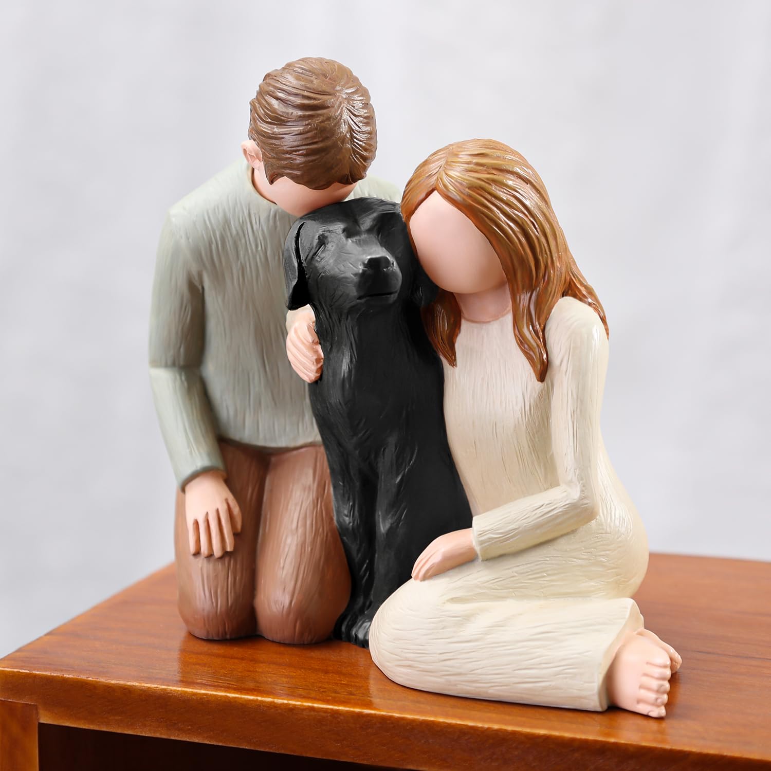 Carracci Black Dog Memorial Figurine – Resin Couple & Pet Sympathy Gift
