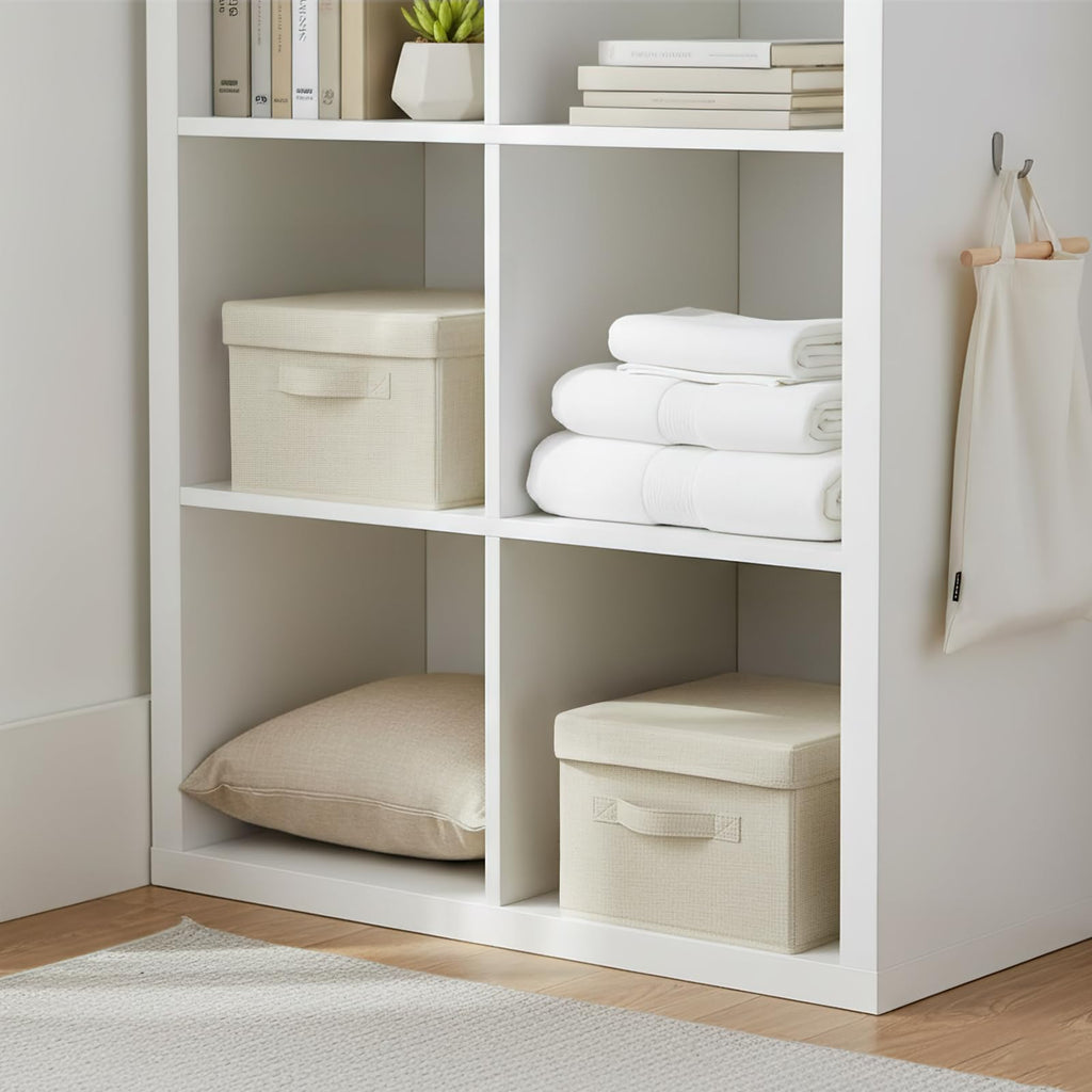 Pomodee Beige Foldable Storage Box with Lids,Set of 2 Large Wardrobe Long Storage Organiser,Collapsible Storage Baskets for - image 5