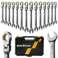 Enventor 14-Piece Flex-Head Ratchet Spanner Set | 6-19mm Metric Wrenches