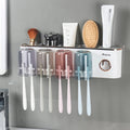 iHave Wall Mounted Toothbrush Holders with Toothpaste Dispenser, Featuring 4 Cups