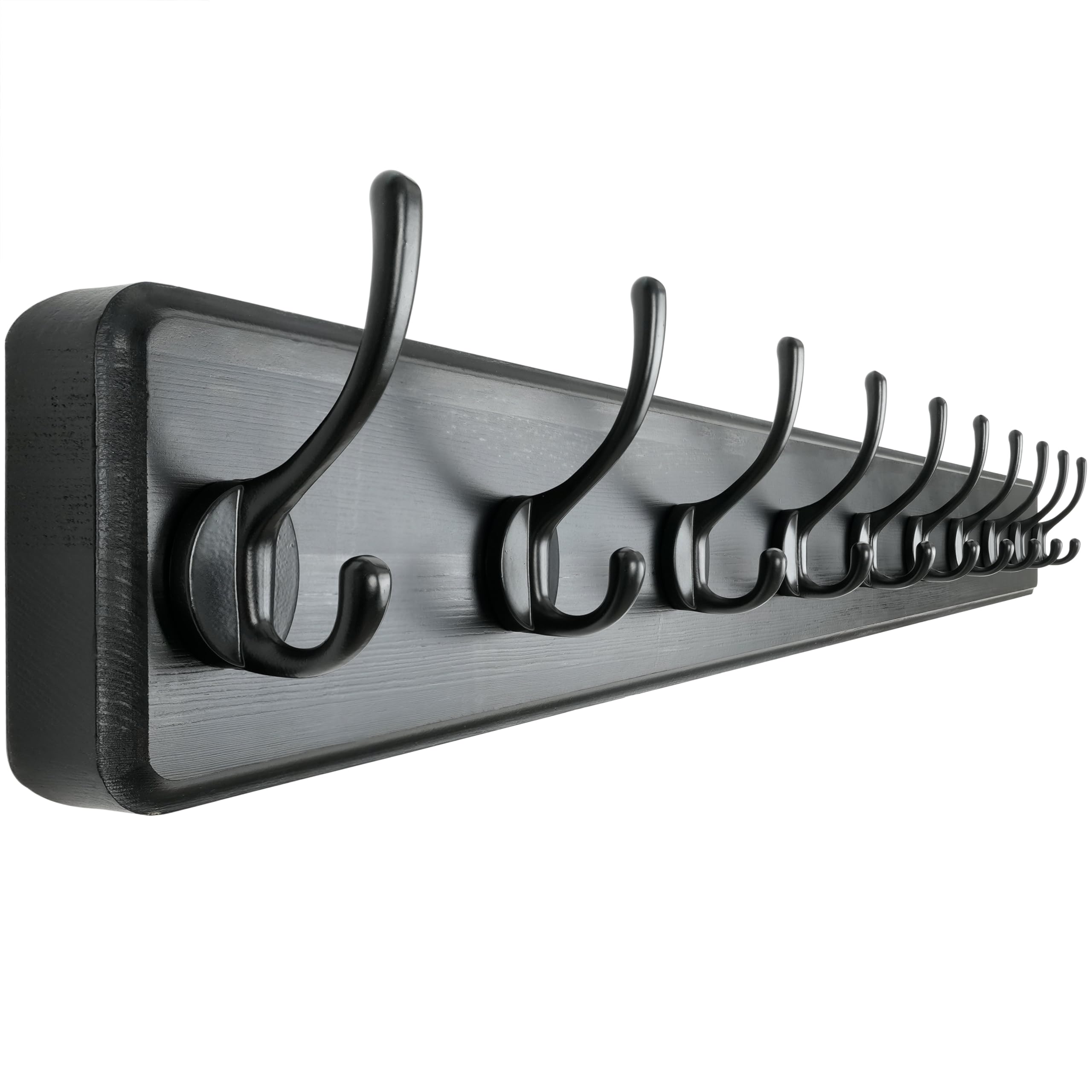 Dseap Heavy-Duty Wooden Wall Mounted Coat Rack - 97cm, 10 Hooks, 2 Pack