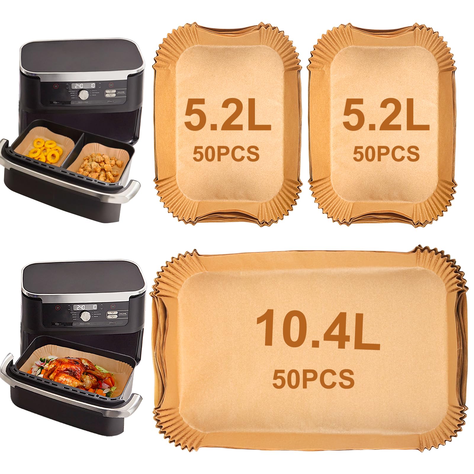 YQL 150PCS Air Fryer Liners for Ninja Foodi FlexDrawer AF500UK 10.4L
