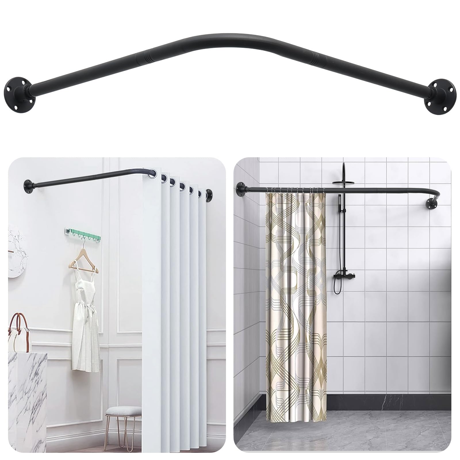 Jolof Store L-Shaped Shower Curtain Rail | 304 Stainless Steel Corner Rod