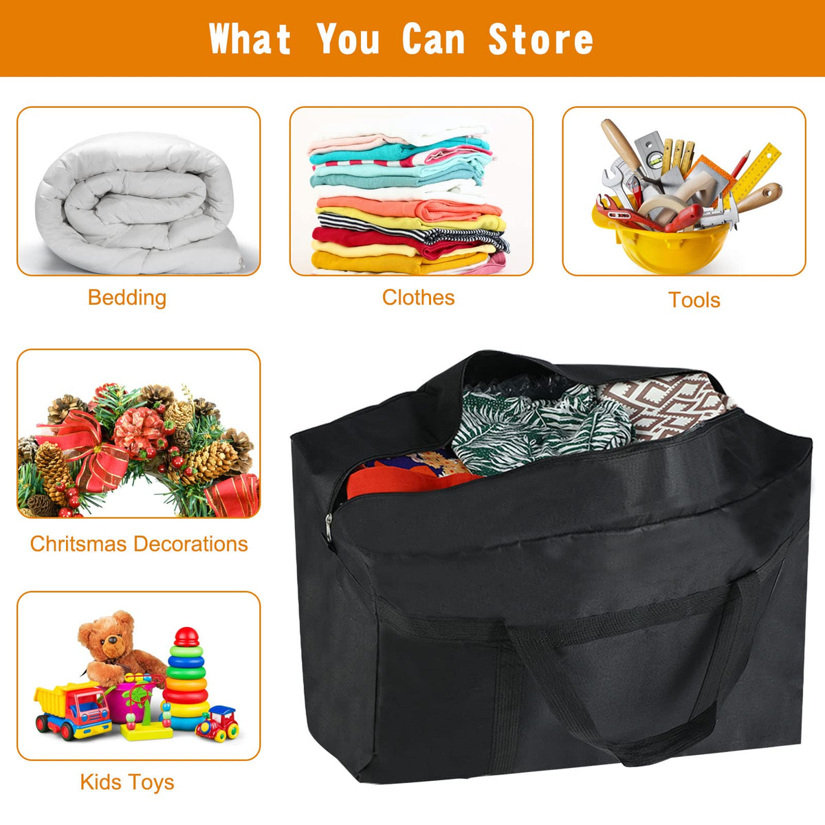 2Pack Duvet Storage Bags with Zips - Large Underbed Storage - Perfect for Wardrobe, Bedroom, Moving Boxes - image 4