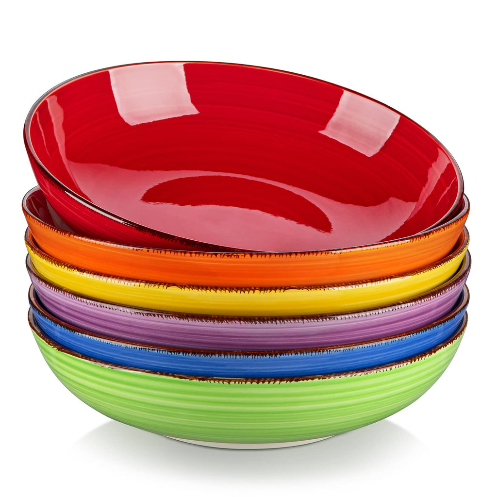 vancasso Bonita 38oz Ceramic Pasta Bowls – Set of 6 Large Salad Bowls