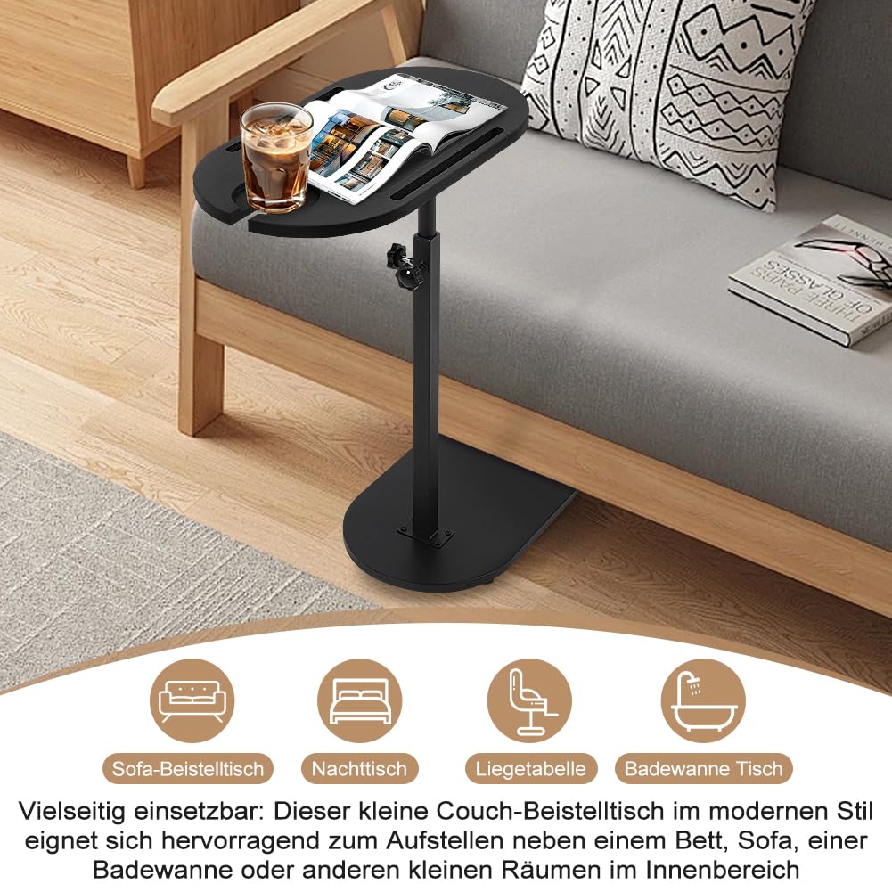 C Shaped End Table with Adjustable Height and Rotating Top - image 2