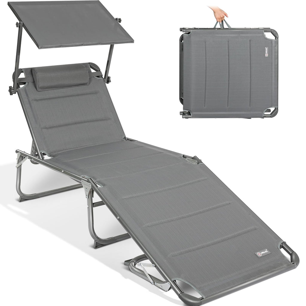 Homecall XXL Aluminium Sun Lounger – Grey Quick Dry Foam Beach Bed