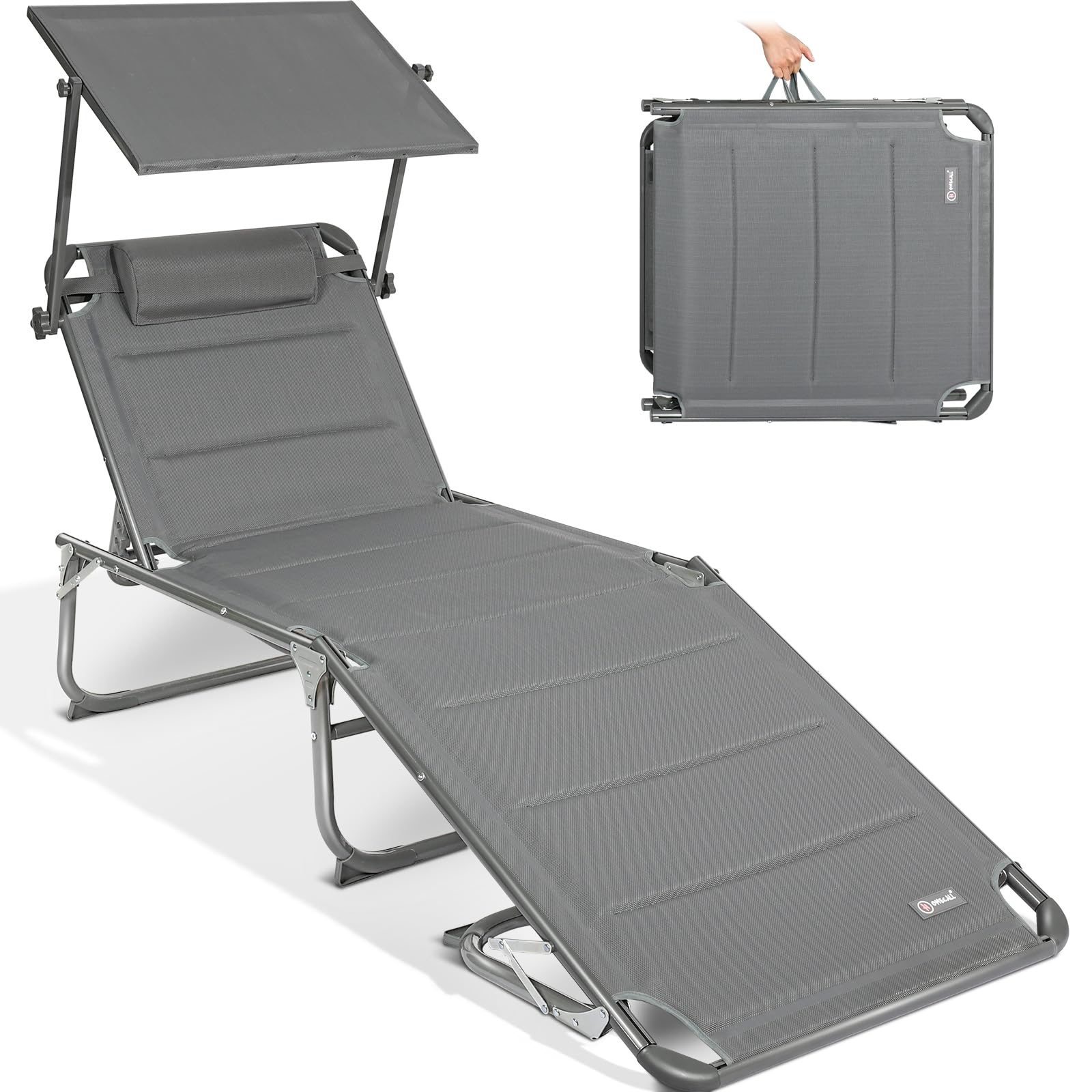 Homecall XXL Aluminium Sun Lounger – Grey Quick Dry Foam Beach Bed