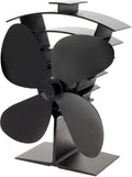 Valiant Premium IV 4-Blade Heat Powered Stove Fan for Log Burners, Black