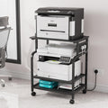 OYRREU 3-Tier Rolling Printer Stand with Outlets for Home, Office, Black - image 1