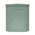 Teamson Home Glancy Corner Wall Cabinet | Faux Louvered Door, Sage Green