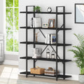 HSH 5 Tier BookShelf Farmhouse Storage Bookcases Modern Shelf Black Oak
