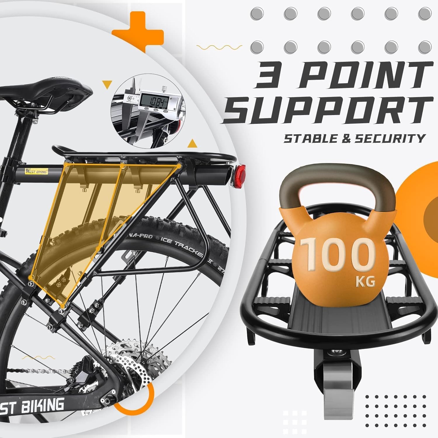 West Biking Rear Bike Rack | 100KG Aluminum Alloy Pannier Cargo Carrier