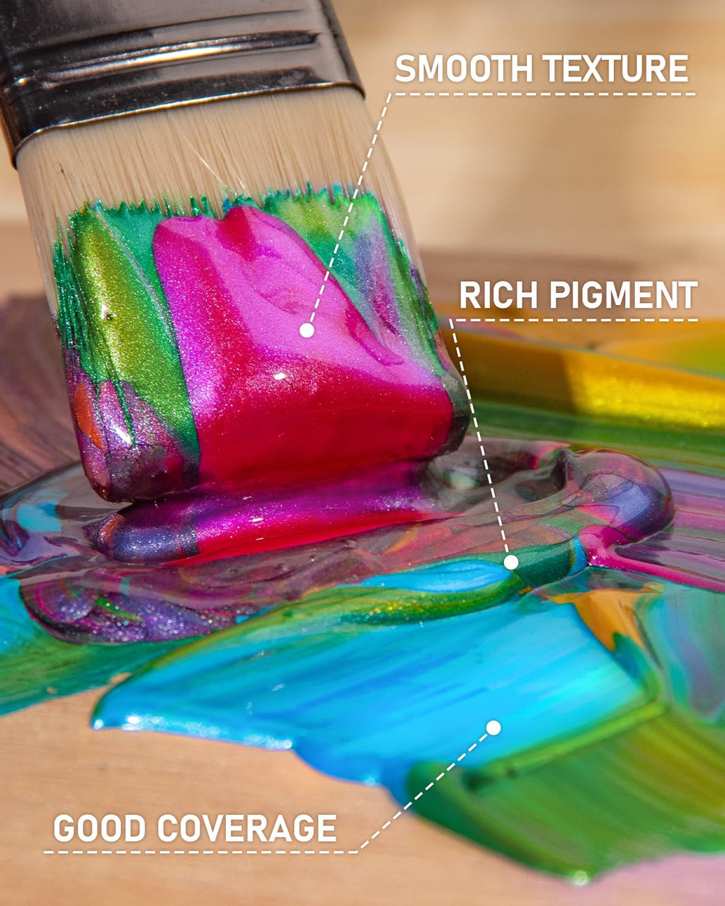 Nicpro 20 Color Iridescent Acrylic Paint Set | 250ml Bulk Color Shifting