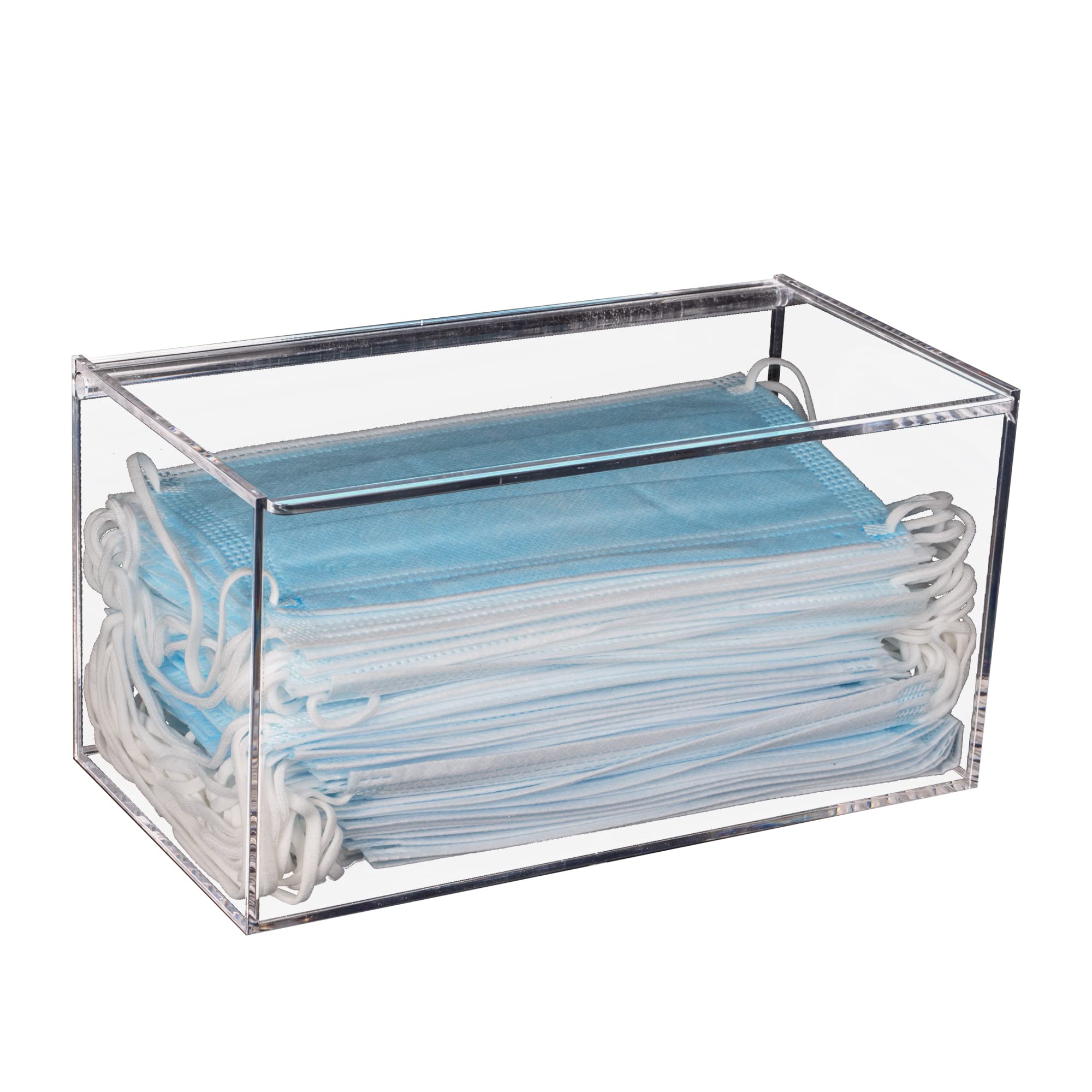 KOEMEHR Acrylic Mask Storage Box | Clear Dust-Proof Dispenser Case