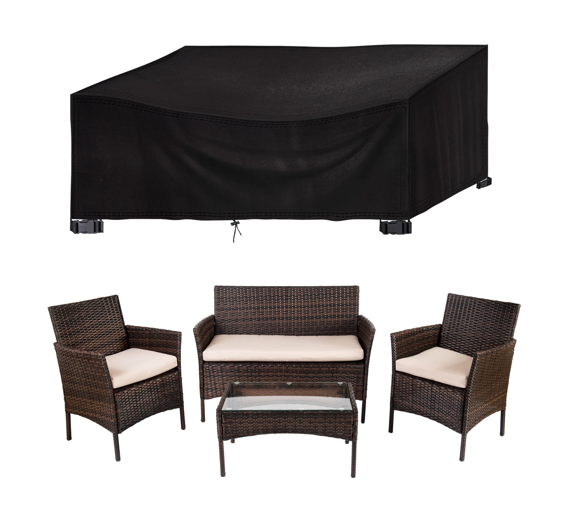 Straame Heavy Duty 420D Oxford Waterproof Rectangular Patio Table Cover
