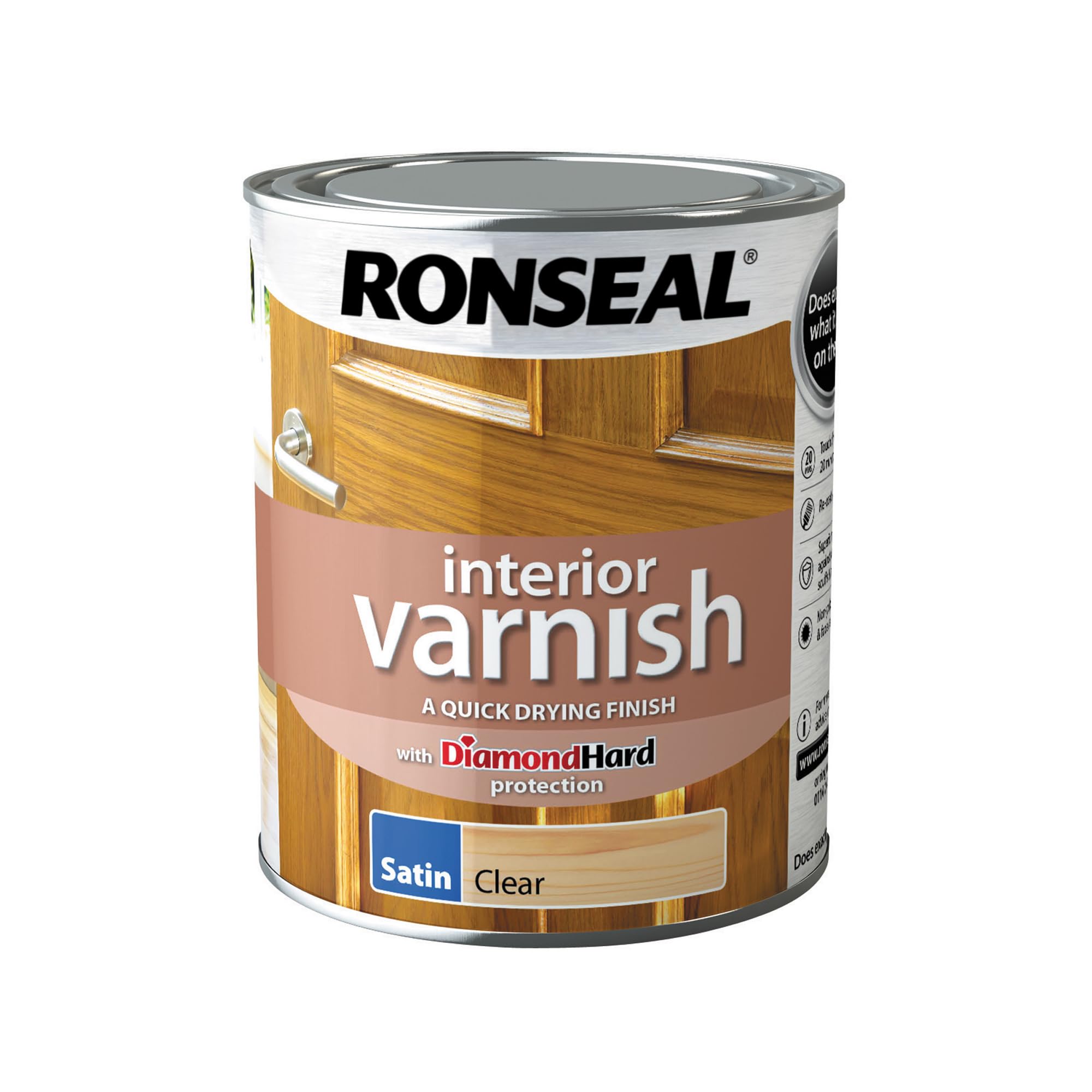 Ronseal Interior Wood Varnish – Clear Satin Finish Protection, 750ml