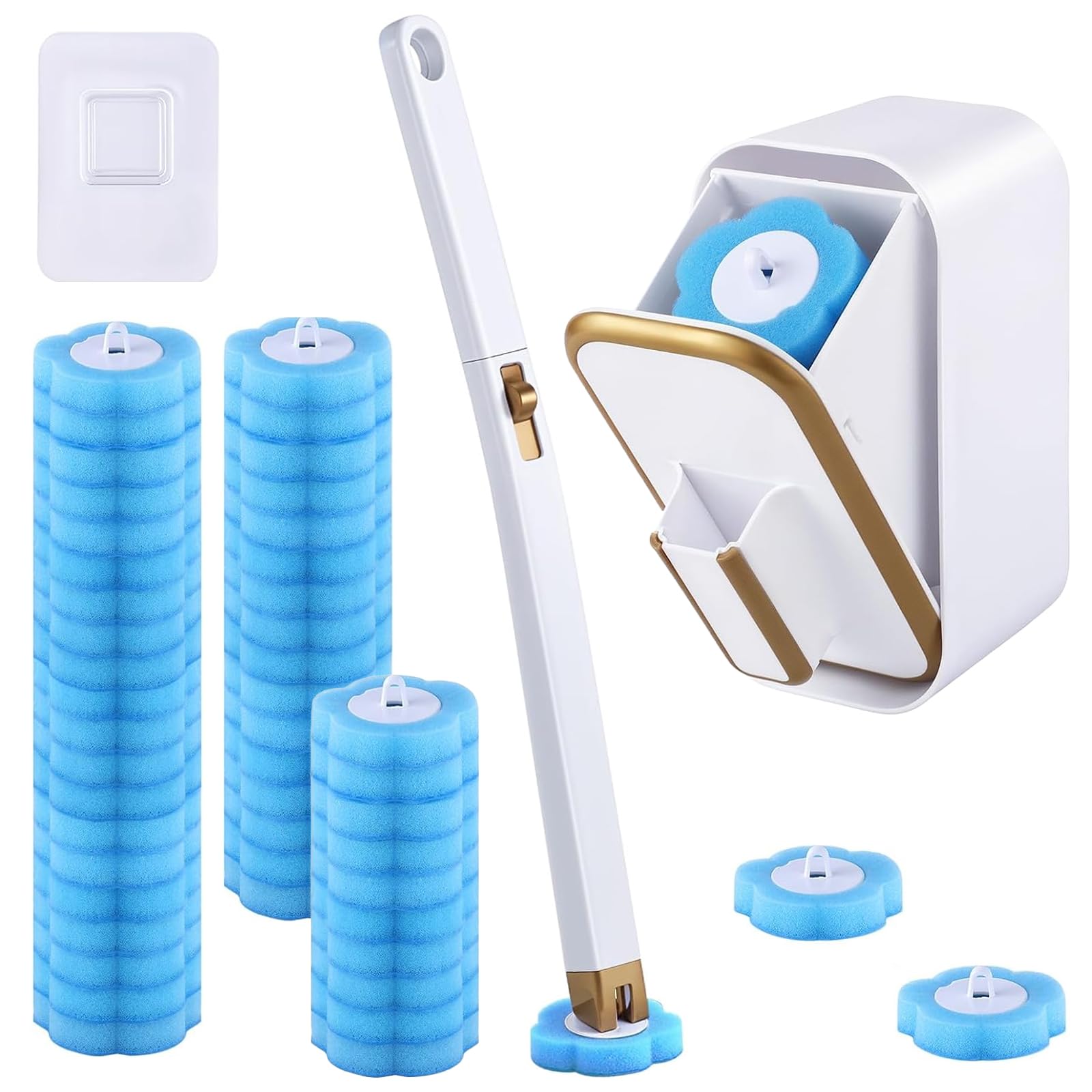 Jolof Store Disposable Toilet Brush Set | 48 Refills & Wall Mount Wand