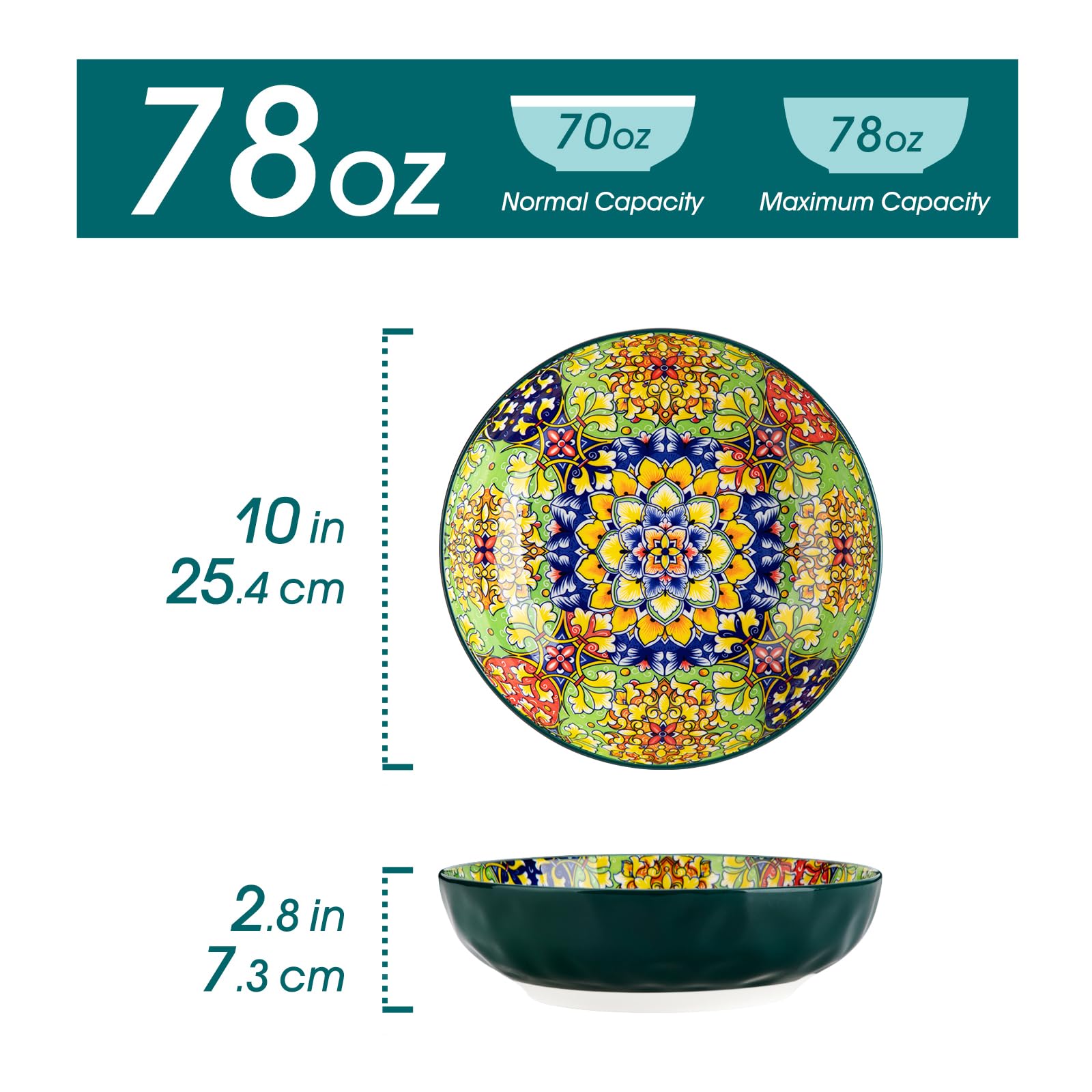 Vancasso SIMI 78 oz Porcelain Salad Bowl Set of 2 | Large Serving Bowls