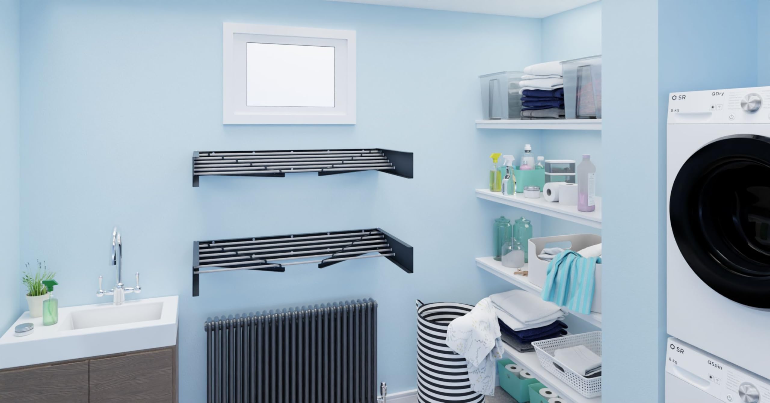 Hot Flow Glide Wall Mounted Clothes Drying Rack – 70cm Anthracite