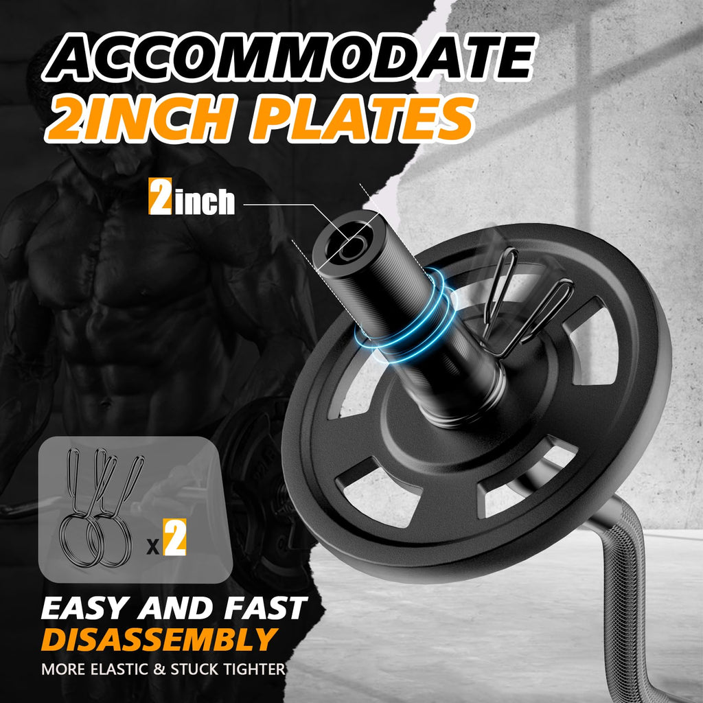 47" Olympic EZ Curl Bar | 500lb Capacity Chrome Steel Barbell