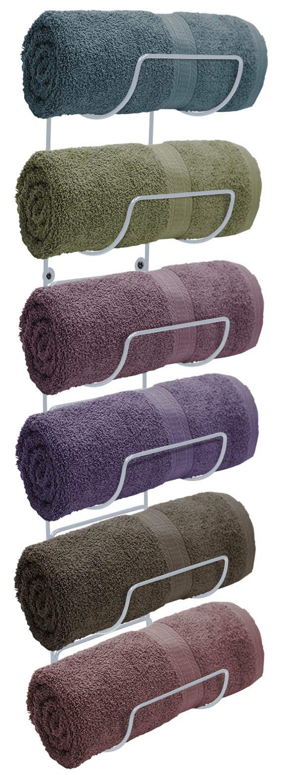 Sorbus Wall Mount Towel Rack – 6-Tier White Metal Bathroom Organizer