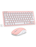 TECKNET Mini Wireless Keyboard and Silent Mouse Set – 2.4G USB, Pink
