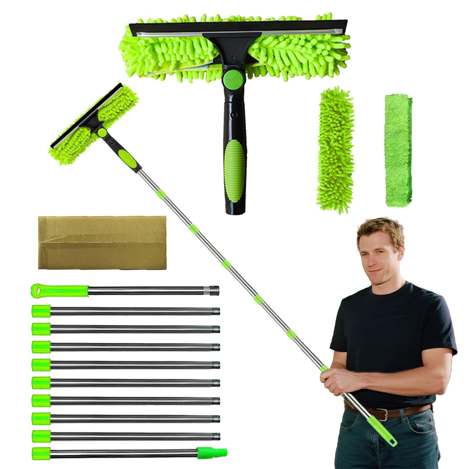 4.2M Window Cleaning Kit – Extendable Squeegee with 180° Head