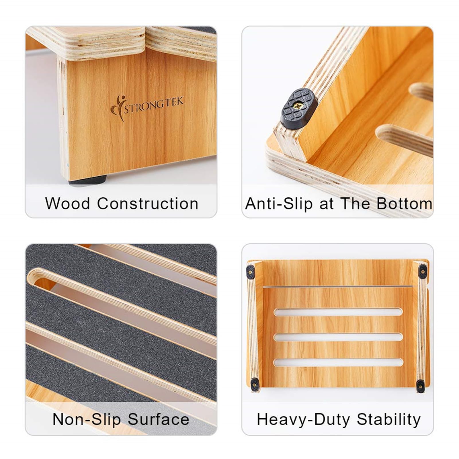 StrongTek Wooden Under Desk Foot Rest – Ergonomic Slanted Posture Support