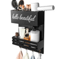 Cokritsm Wooden Hair Dryer Holder – 2-Tier Wall Mount Hair Tool Organizer