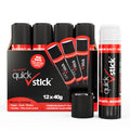Quick Stick Glue Sticks - 12 Pack x 40g Non-Toxic Adhesive for School