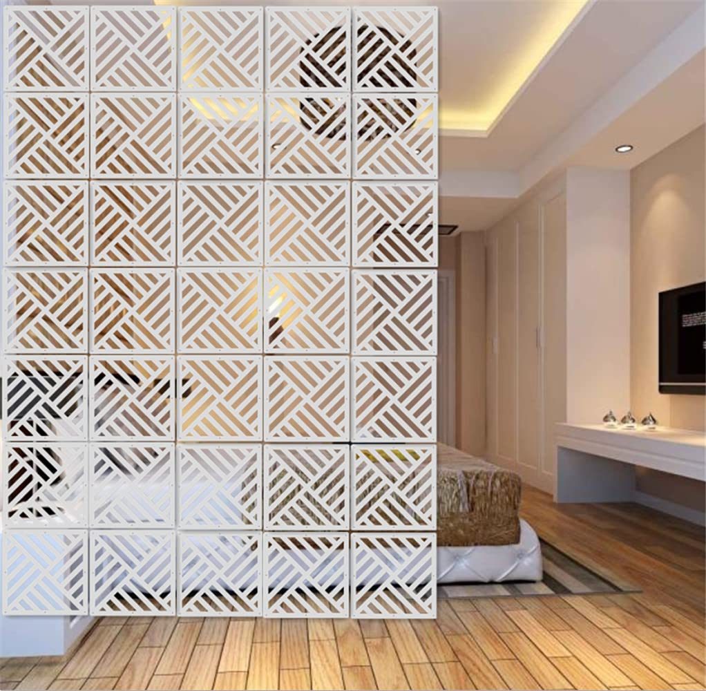 12Pcs/Set White Hanging Room Divider Screens DIY Panel Screens Partition Wall Dividers Room Decorative With All Accessories 29 x 29 cm M3 - image 1