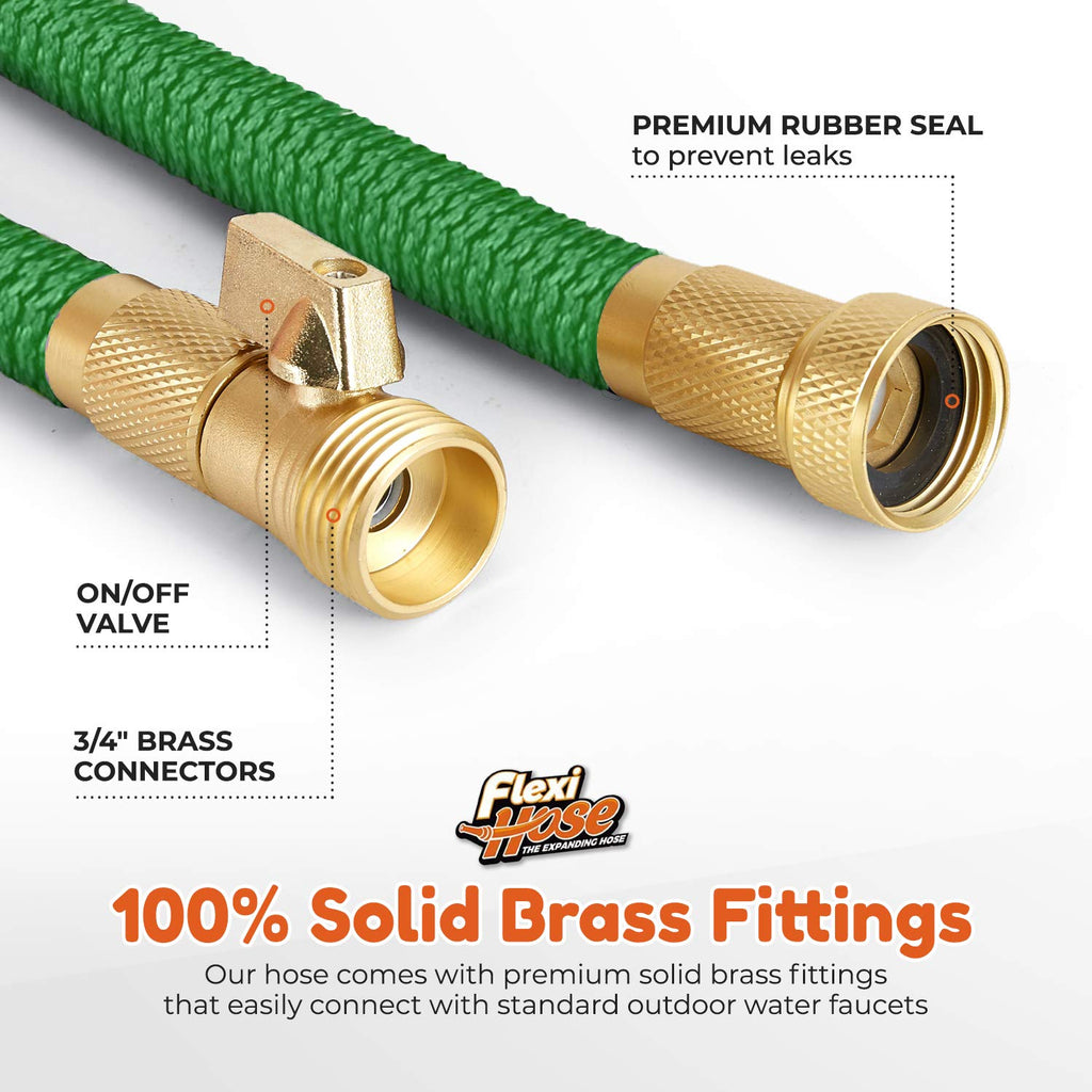 Flexi Hose 75FT Expandable Garden Hose – Heavy Duty with Brass Fittings