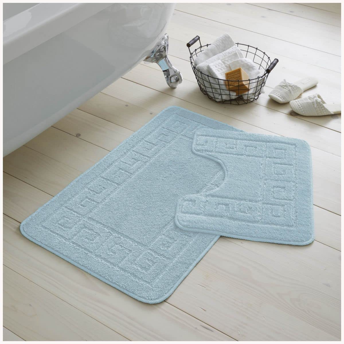 GC Gaveno Cavailia Greek 2 Piece Bath Mat Set | Non-Slip Aqua Polypropylene