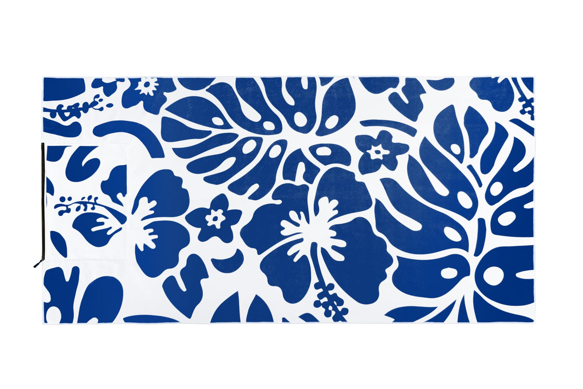 Olly & Rose Luxury Microfibre Large Beach Towel with Zip Pocket and Inflatable Pillow and Reversible Pattern 90 x 160cm Blue - image 3
