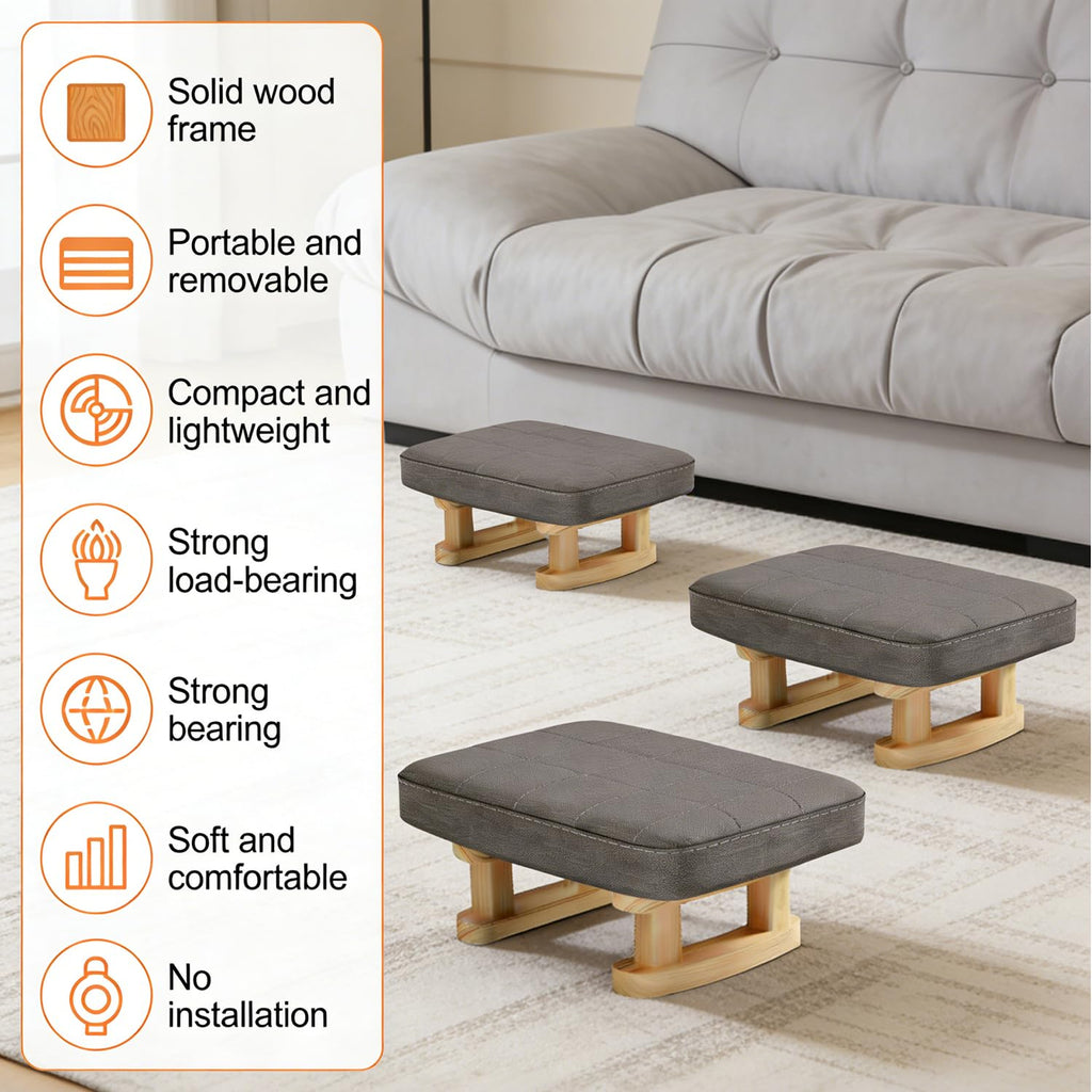 Xygobla Small Solid Wood Footstool with Padded Seat - image 5