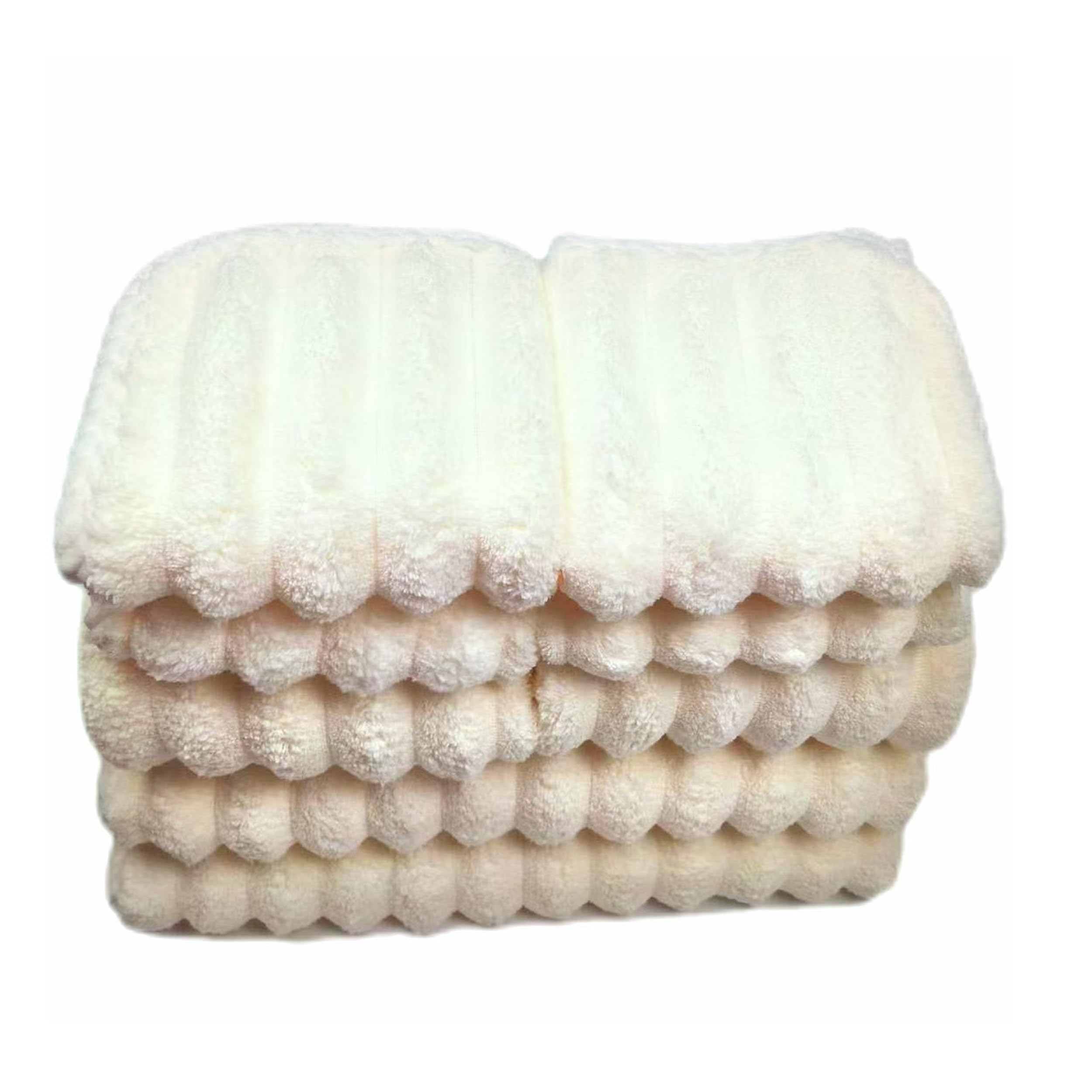 8-Piece Microfiber Ribbed Bath Towel Set – Beige