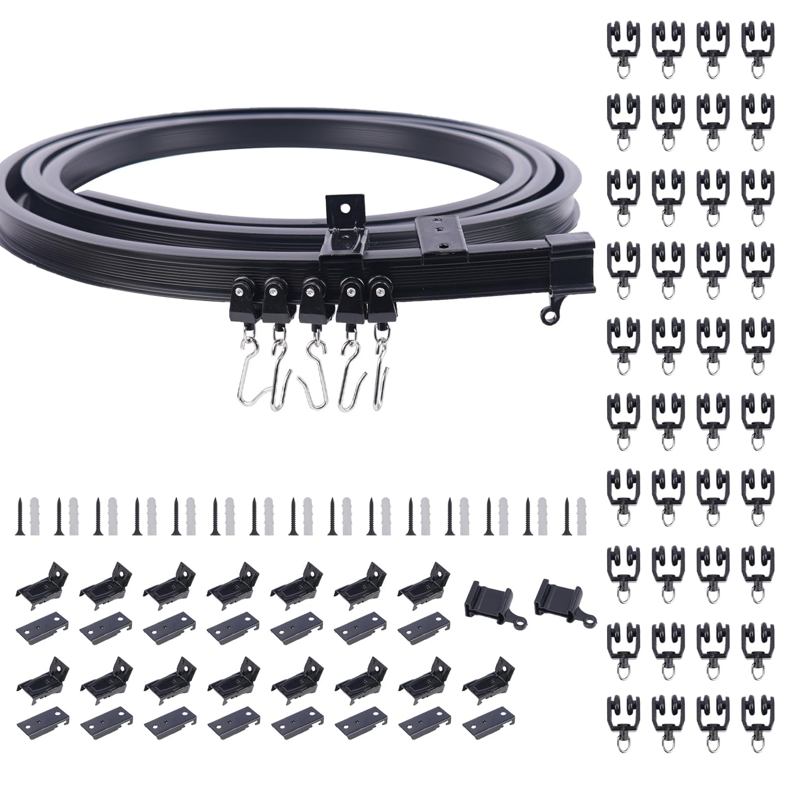 KJLEEN 5M Bendable Ceiling Curtain Track | Heavy Duty Flexible Rail - Black