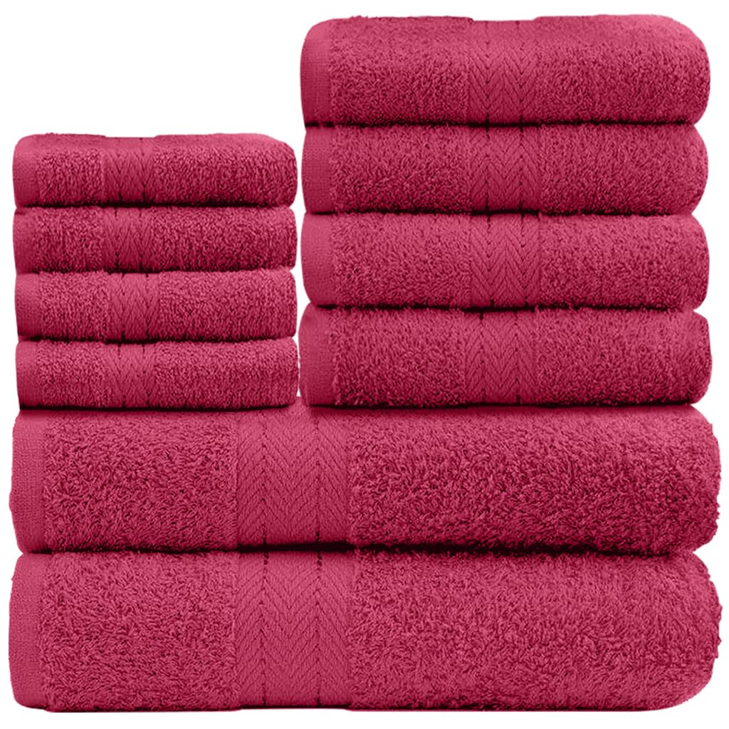 GC Gaveno Cavailia 10 Piece Cotton Towel Bale Set | 450 GSM Deep Red