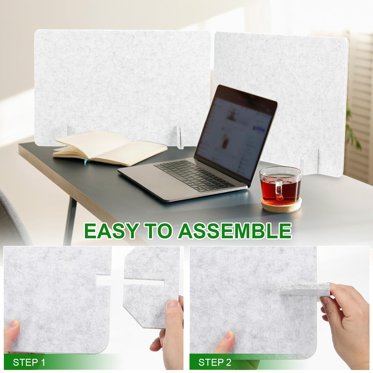 PATIKIL Desk Dividers 60x40cm, 2 Pack Desk Privacy Panel Freestanding Noise Reducing Partition Acoustic Panel with 4Pcs Support Feet for Testing - image 4