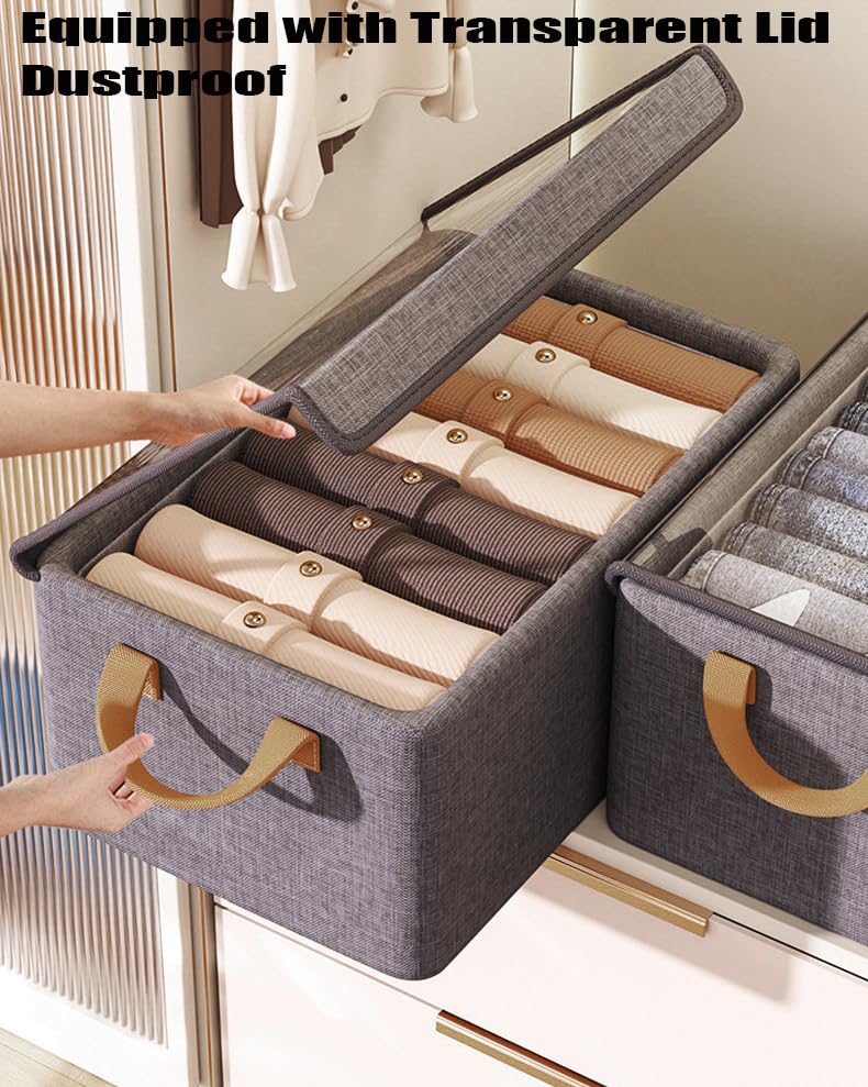 AARAINBOW Wardrobe Clothes Storage Boxes 4 Pc, Stackable Fabric Boxes with Lids Closet Storage - image 5