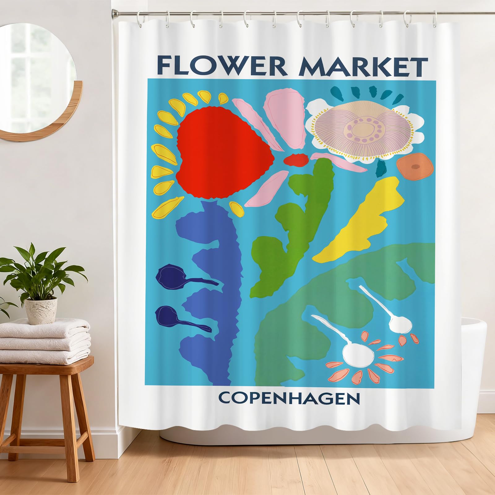 BREASOME Abstract Floral Shower Curtain | Waterproof Polyester Art Decor