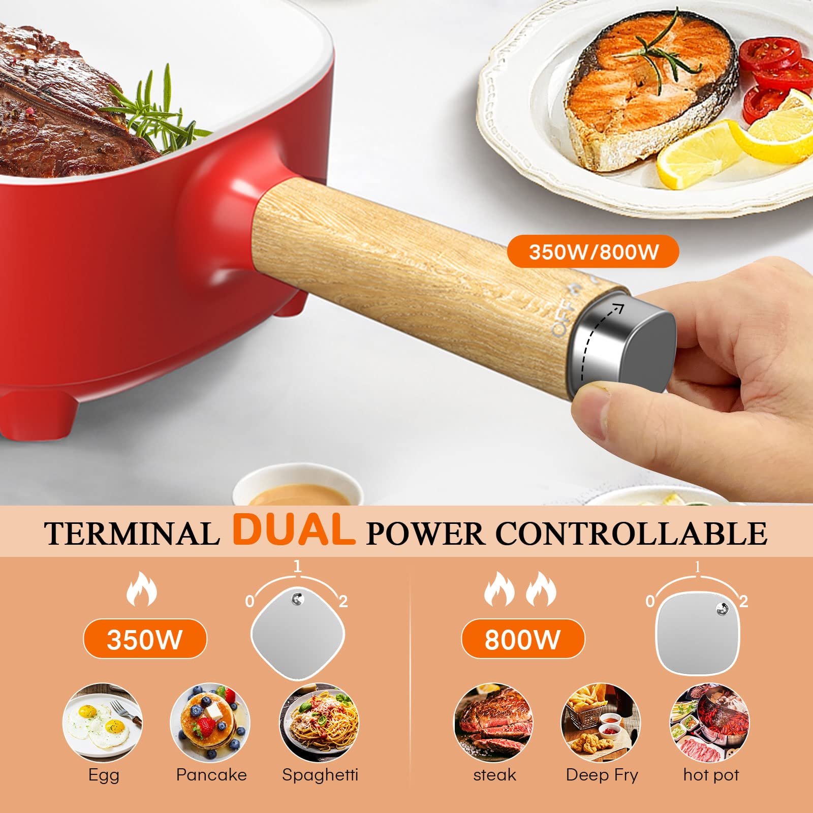 Audecook 2L Electric Hot Pot | Non-Stick Ceramic Portable Multicooker